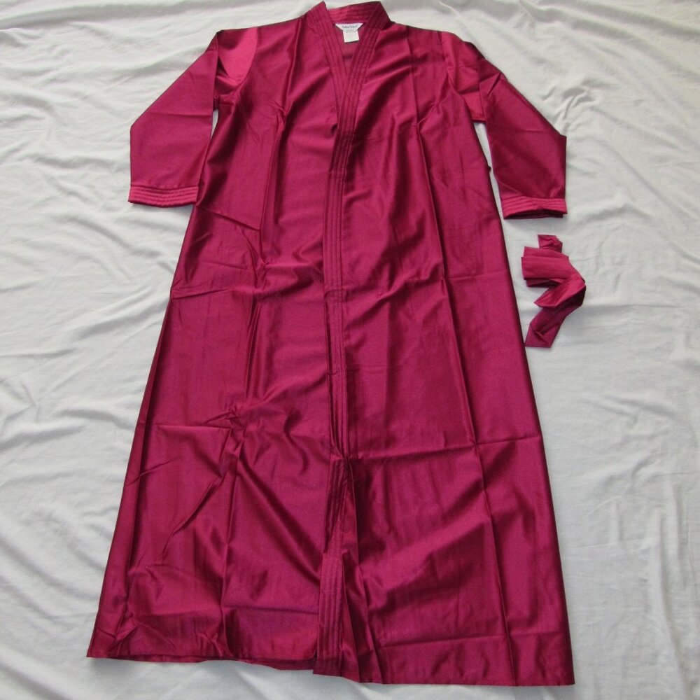 NEW Vintage Anthony Richards USA Burgundy Satin Long Robe Wrap Tie Plus sz 1X